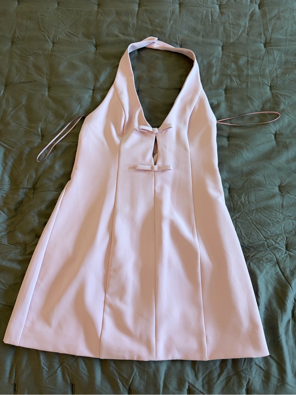 Sleeveless Pink Halter Dress with Front Keyhole